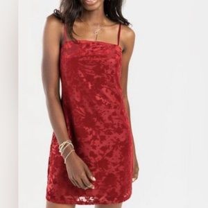 Francesca’s red velvet short dress